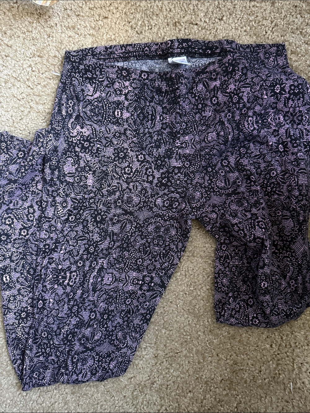 Purple and Black Floral Knit Pants
